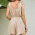Women Sleeveless Jumpsuit Summer Elastic Waist Short Romper Solid Color Loose Casual Cotton Jumpsuit black M
