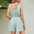 Women Sleeveless Jumpsuit Summer Elastic Waist Short Romper Solid Color Loose Casual Cotton Jumpsuit black M