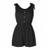 Women Sleeveless Jumpsuit Summer Elastic Waist Short Romper Solid Color Loose Casual Cotton Jumpsuit black M