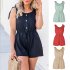 Women Sleeveless Jumpsuit Summer Elastic Waist Short Romper Solid Color Loose Casual Cotton Jumpsuit black M