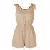 Women Sleeveless Jumpsuit Summer Elastic Waist Short Romper Solid Color Loose Casual Cotton Jumpsuit black M