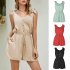 Women Sleeveless Jumpsuit Summer Elastic Waist Short Romper Solid Color Loose Casual Cotton Jumpsuit black M