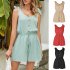 Women Sleeveless Jumpsuit Summer Elastic Waist Short Romper Solid Color Loose Casual Cotton Jumpsuit black M
