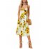 Women Sleeveless Long Dress Fashion Printing Elegant Beach Backless Sling Skirt for Summer