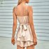 Women Sleeveless Short Jumpsuit Elegant Simple Solid Color Romper Slimming Casual Breathable Jumpsuit apricot L