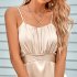Women Sleeveless Short Jumpsuit Elegant Simple Solid Color Romper Slimming Casual Breathable Jumpsuit apricot L