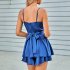 Women Sleeveless Short Jumpsuit Elegant Simple Solid Color Romper Slimming Casual Breathable Jumpsuit haze blue XL