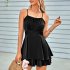 Women Sleeveless Short Jumpsuit Elegant Simple Solid Color Romper Slimming Casual Breathable Jumpsuit black L