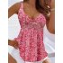Women Sleeveless T shirt Fashion V neck Elegant Printing Casual Tank Tops For Party blue L