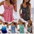 Women Sleeveless T shirt Fashion V neck Elegant Printing Casual Tank Tops For Party black 3XL