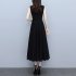 Women Sleeveless Tank Dress Summer Round Neck A line Skirt Elegant Solid Color Pullover Long Dress black L