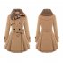 Women Slim Fit Medium Long Woolen Overcoat Double Breasted Windbreaker Overcoat Camel S