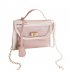 Women Small Square Bag Transparent PVC Satchel Contrast Color Single Strap Cross body Bag Pink