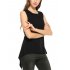 Women Solid Color Back Split Irregularity Tops Slim Design Sleeveless Tops Shirt