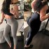 Women Solid Color Yoga Pants Casual Sports High Waist Gym Leggings Pants Slim Fit blue XL