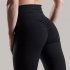 Women Solid Color Yoga Pants Casual Sports High Waist Gym Leggings Pants Slim Fit black L