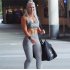 Women Solid Color Yoga Pants Casual Sports High Waist Gym Leggings Pants Slim Fit blue XL