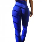 Women Solid Color Yoga Pants Casual Sports High Waist Gym Leggings Pants Slim Fit blue XL