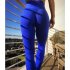 Women Solid Color Yoga Pants Casual Sports High Waist Gym Leggings Pants Slim Fit blue L