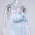 Women Spaghetti Strap Dress Summer Sexy High Waist Backless Lace up Long Skirt Elegant Floral Printing Pleated Dress red M