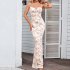 Women Spaghetti Strap Dress Summer Sexy High Waist Backless Lace up Long Skirt Elegant Floral Printing Pleated Dress red M