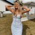 Women Spaghetti Strap Dress Summer Sexy High Waist Backless Lace up Long Skirt Elegant Floral Printing Pleated Dress red M