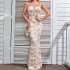 Women Spaghetti Strap Dress Summer Sexy High Waist Backless Lace up Long Skirt Elegant Floral Printing Pleated Dress blue XXL