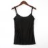 Women Spaghetti Strap Tank Top With Chest Pad Adjustable Underwear Solid Color Sports Vest skin color XL