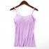 Women Spaghetti Strap Tank Top With Chest Pad Adjustable Underwear Solid Color Sports Vest skin color XL