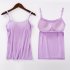 Women Spaghetti Strap Tank Top With Chest Pad Adjustable Underwear Solid Color Sports Vest black S