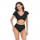 Women Split Bikini Swimsuit Sexy Backless High Waist Quick-drying Swimwear For Beach Hot Spring X2304 black S