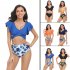 Women Split Bikini Swimsuit Sexy Backless High Waist Quick drying Swimwear For Beach Hot Spring X2304 Orange XL