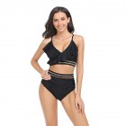 Women Split Bikini Swimsuit Sexy Backless High Waist Quick-drying Swimwear For Beach Hot Spring J2313 black S