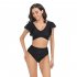 Women Split Bikini Swimsuit Sexy Backless High Waist Quick drying Swimwear For Beach Hot Spring J2314 mesh black M