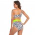 Women Split Swimsuit Fashion Printed Mid waist Bikini Sexy One Shoulder Swimwear With Chest Pad red flower on black background XL