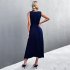 Women Split Thigh Deep V Neck Maxi Dress Waist Fit Sleeveless Solid Color Long Tank Dress For Party Dinner ArmyGreen S