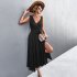 Women Split Thigh Deep V Neck Maxi Dress Waist Fit Sleeveless Solid Color Long Tank Dress For Party Dinner ArmyGreen S