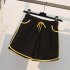 Women Sports Shorts Summer Trendy High Waist Casual Breathable Wide leg Shorts With Pocket black L