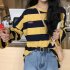 Women Spring Autumn Stripes Long Sleeve Loose T Shirt Blouse blue XL