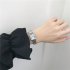 Women Square Dial Wrist Watch with Stainless Steel Band Fashion Quartz Watch Silver