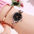 Women Stainless Steel Waterproof Bracelet Watch with Spiral Case for Casual Office  Silver shell black dial