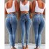 Women Stretchable Body building Fringed Waist Belt High waist Jeans gray 2XL