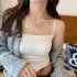 Women Striped Tank Top Sleeveless Contrast Color Soft Comfortable Spaghetti Strap Camisole Crop Tops apricot one size
