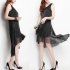 Women Stylish Large Size Sleeveless Long Mesh Patchwork Dress black M