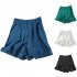 Women Suit Shorts Summer High Waist Solid Color Casual Straight Wide leg Pants With Pockets green S