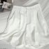 Women Suit Shorts Summer High Waist Solid Color Casual Straight Wide leg Pants With Pockets green S