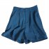 Women Suit Shorts Summer High Waist Solid Color Casual Straight Wide leg Pants With Pockets green XL