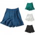 Women Suit Shorts Summer High Waist Solid Color Casual Straight Wide leg Pants With Pockets green XL