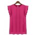 Women Summer Casual All match Solid Color Round Neck Chiffon Shirt sapphire M