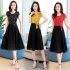Women Summer Casual Fashion Stripe Pattern Short sleeved A shaped Dress black XL